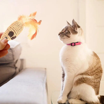Jouet Interactif pour Chat – Souris en Peluche avec Plumes