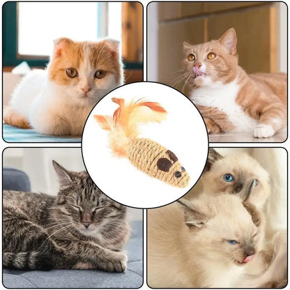 Jouet Interactif pour Chat – Souris en Peluche avec Plumes